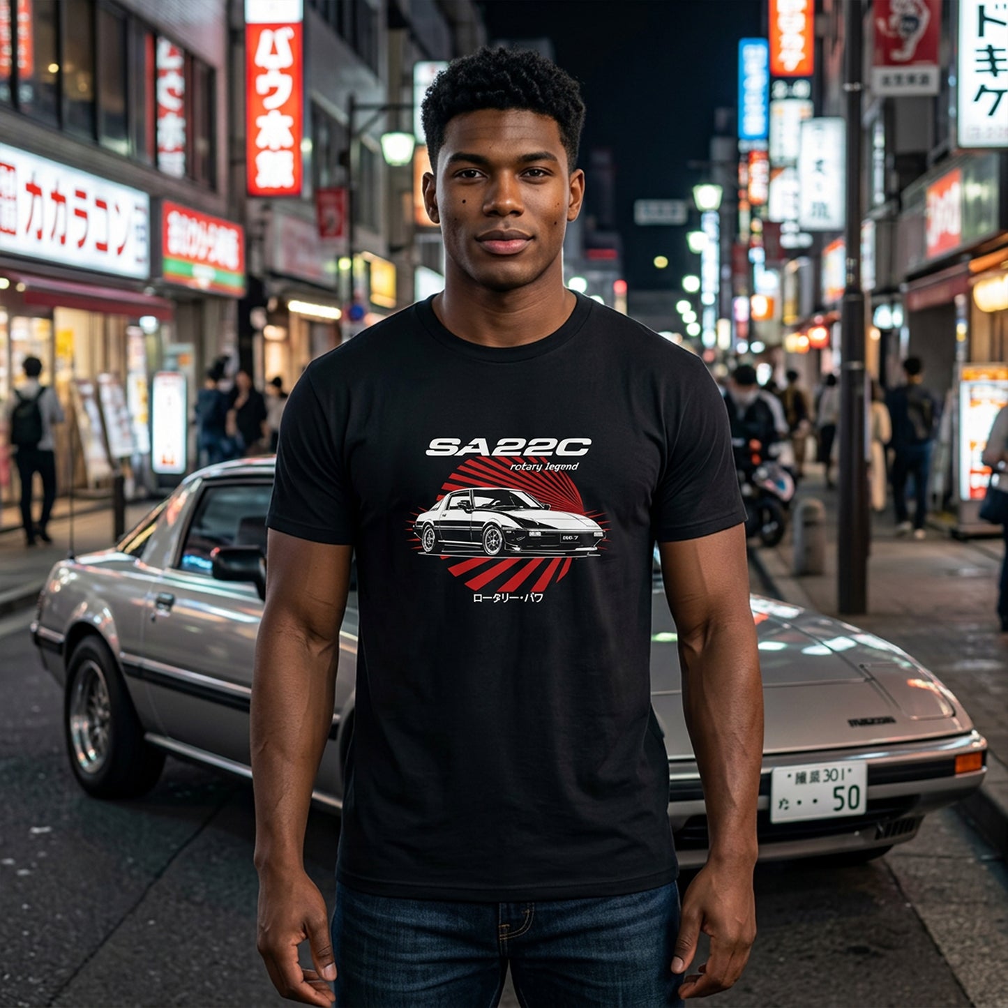 RX-7 Rotary Rocket JDM Car T-Shirt, FD3S FC3S SA22C Japanese Sports Car Enthusiast Gift