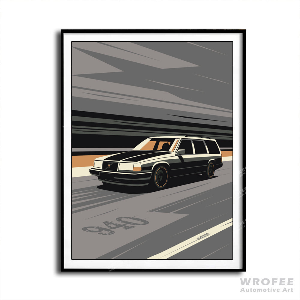 Vintage Car Volvo v70 Wagon Wall Art Decor Print Poster Minimalist Design