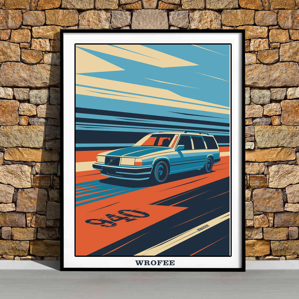 940 Turbo Vintage Car Wall Art Print