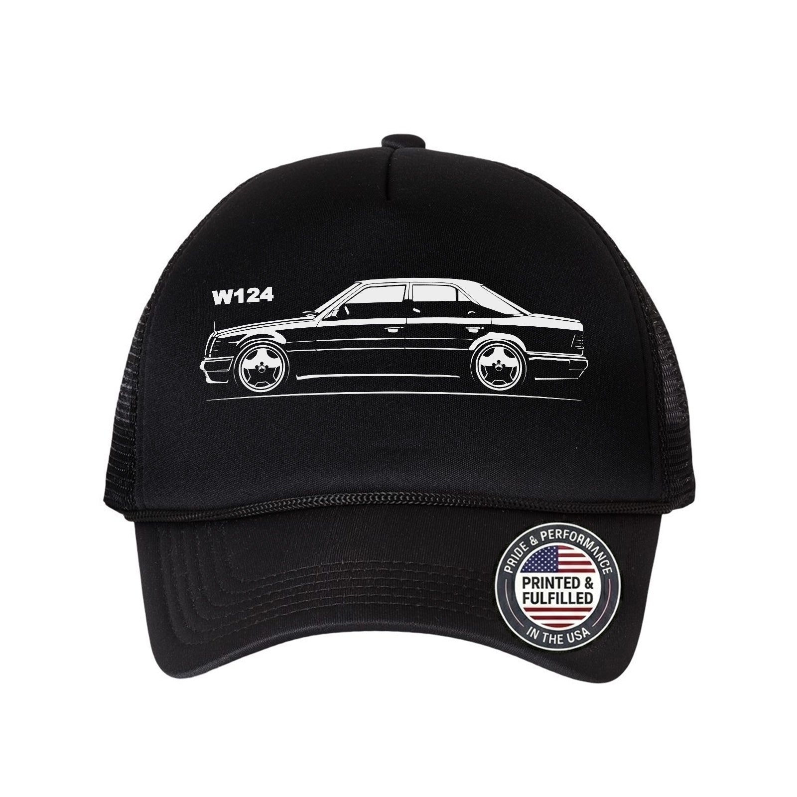 Black cap with W124 E500 car design