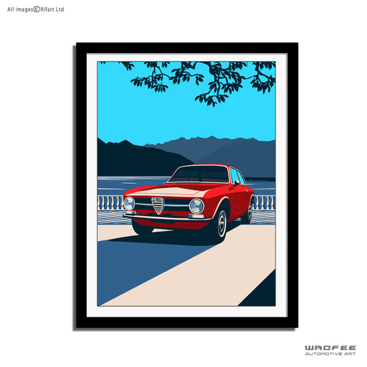 alfa romeo coupe vintage car poster canvas print garage office wall art decor