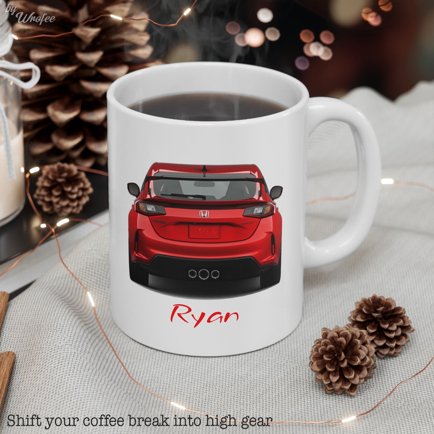FL5 Civic Type R Custom Mug, Personalized JDM Hatchback Sports Car Cup Gift