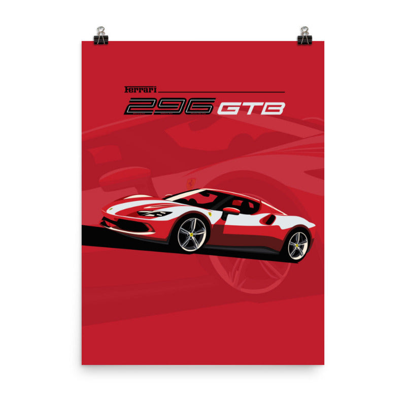 Super Car Ferrari 296 GTB Car Wall Art Print