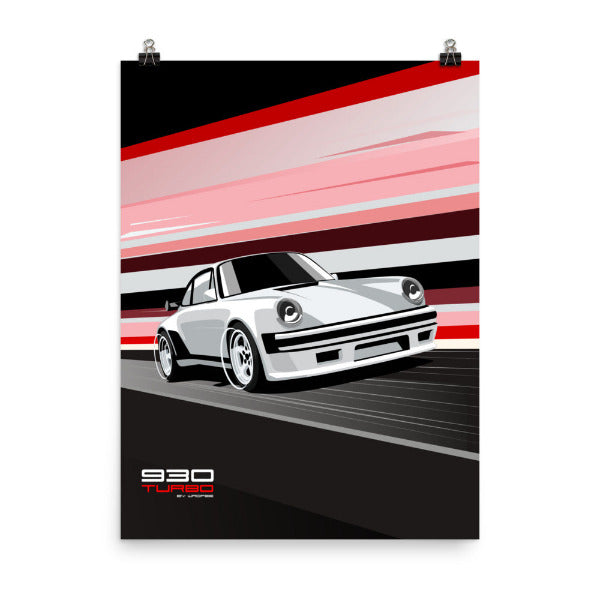 Porsche 911 930 Turbo Vintage Retro Classic Car Wall Art Decor Print