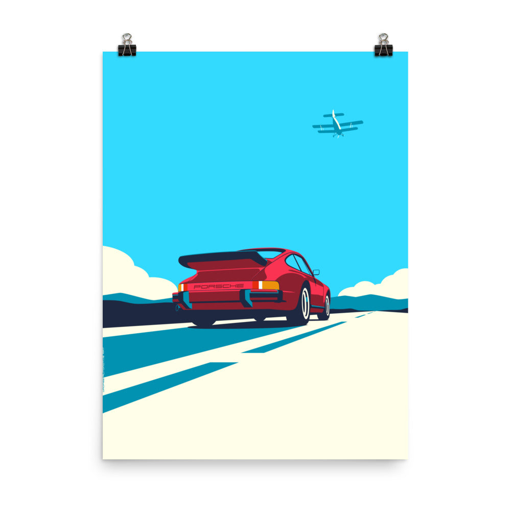 930 Turbo Retro Car Poster