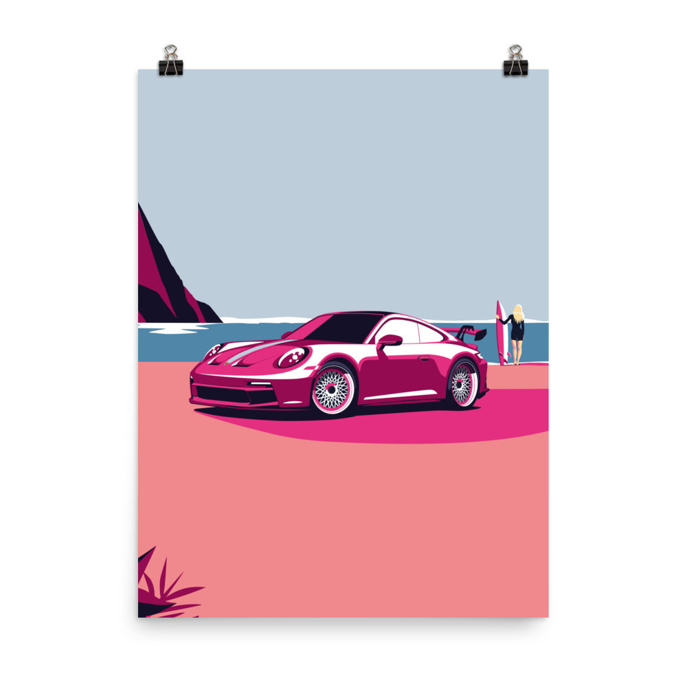 GT3 Barbie Sports Car Poster