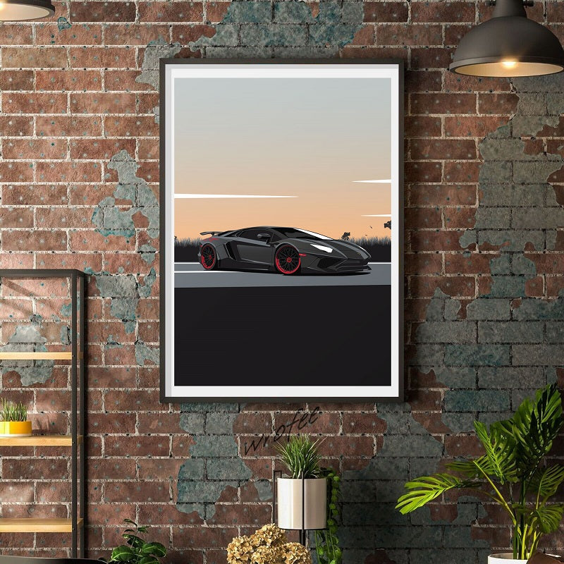 Aventador in Miami Wall Art Print