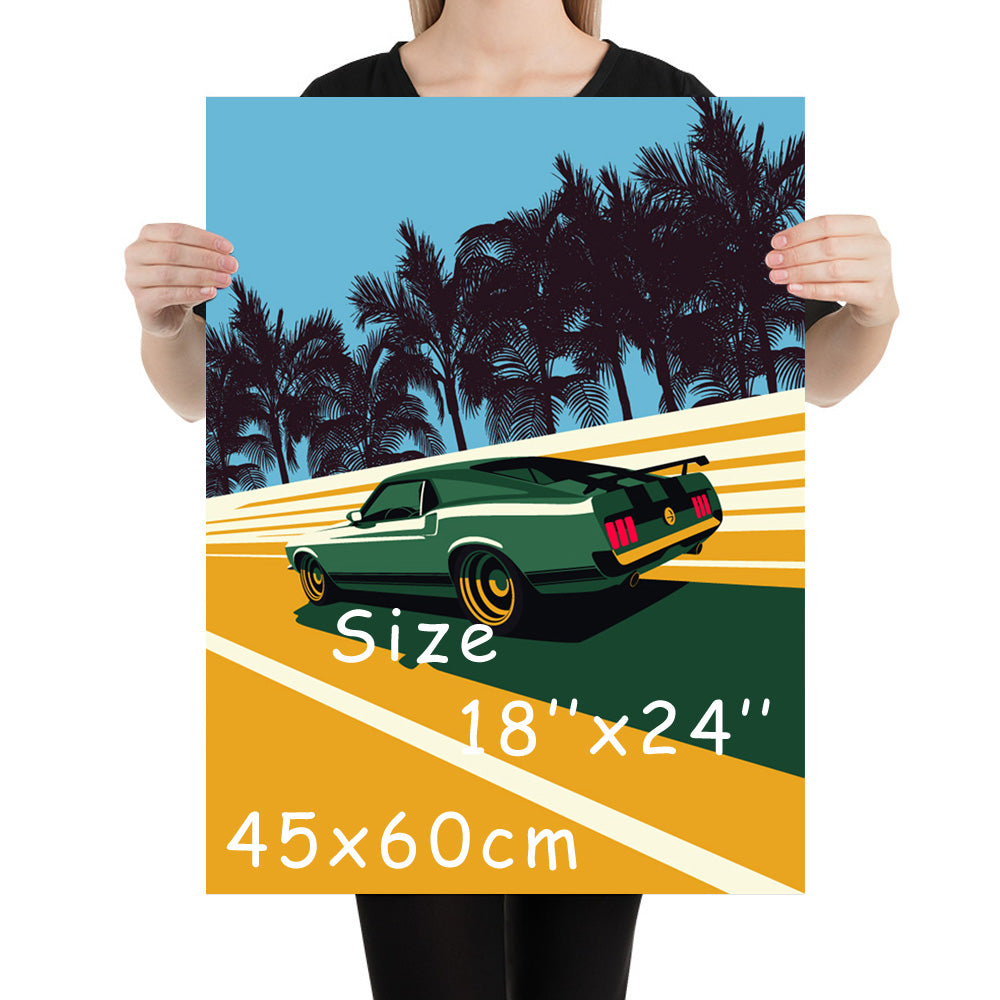 Baba Yaga & Vintage Mustang Boss 302 Muscle Car Print
