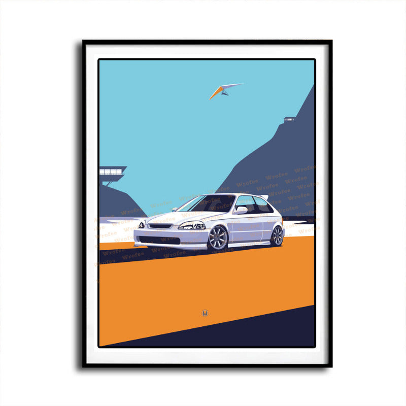 Honda Civic EK9 Retro Car Wall Art Print