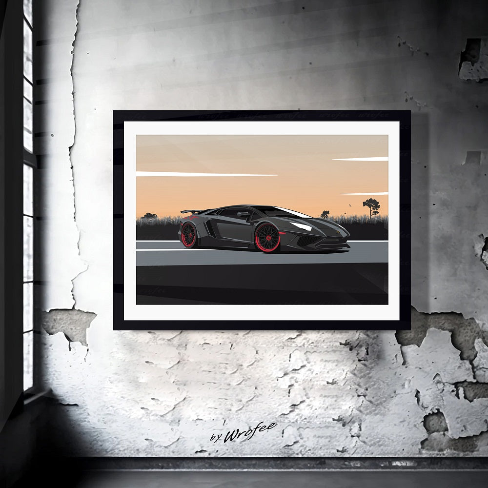 Aventador in Miami Wall Art Print