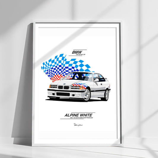 bmw-m3-e36-alpine-white-race-car-poster