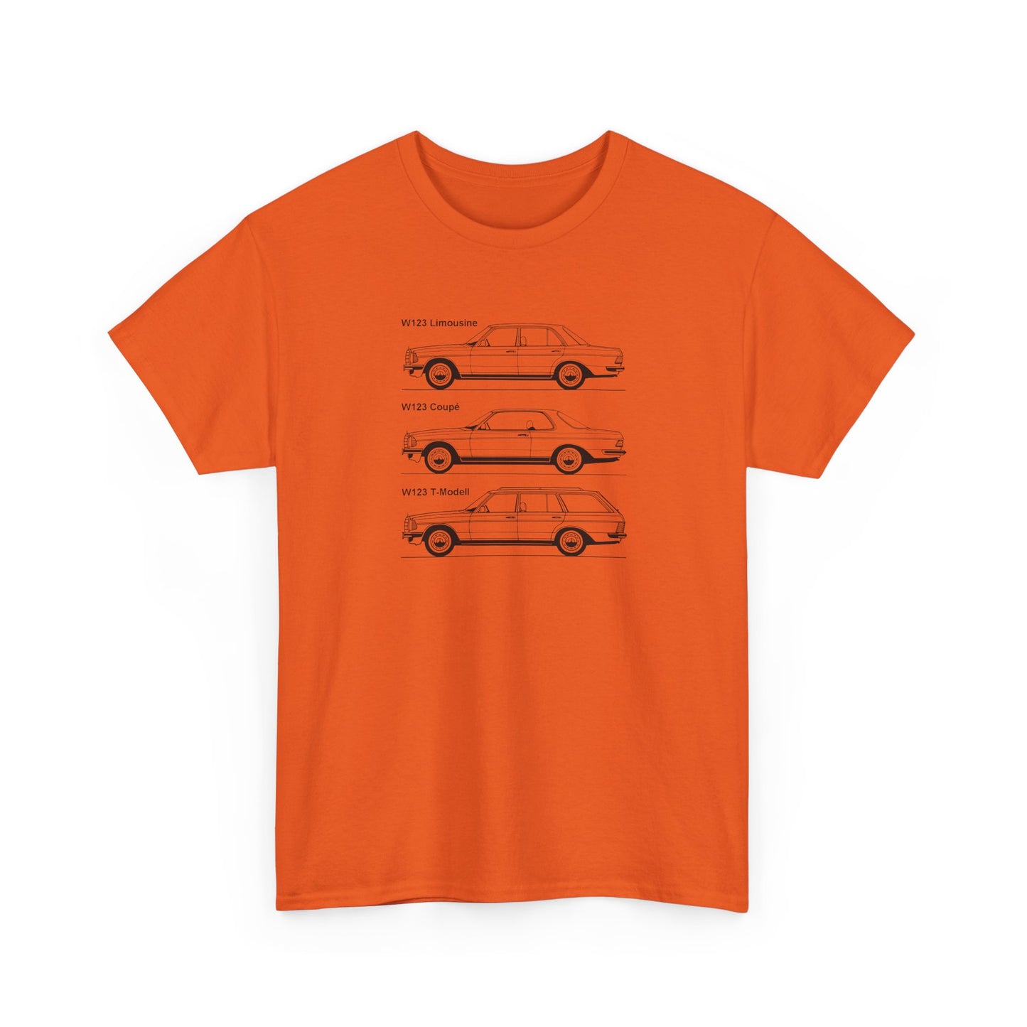 W123 Evolution Shirt - German Classic Car Technical Art Tee - Limousine Coupe Wagon Unisex Automotive Graphic Apparel