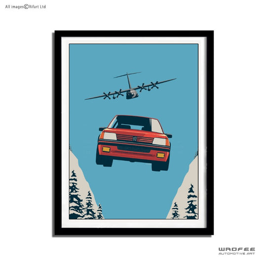 peugeot 205 GTI vintage car poster retro art print canvas man cave idea gift for him father enthusiast 8x10