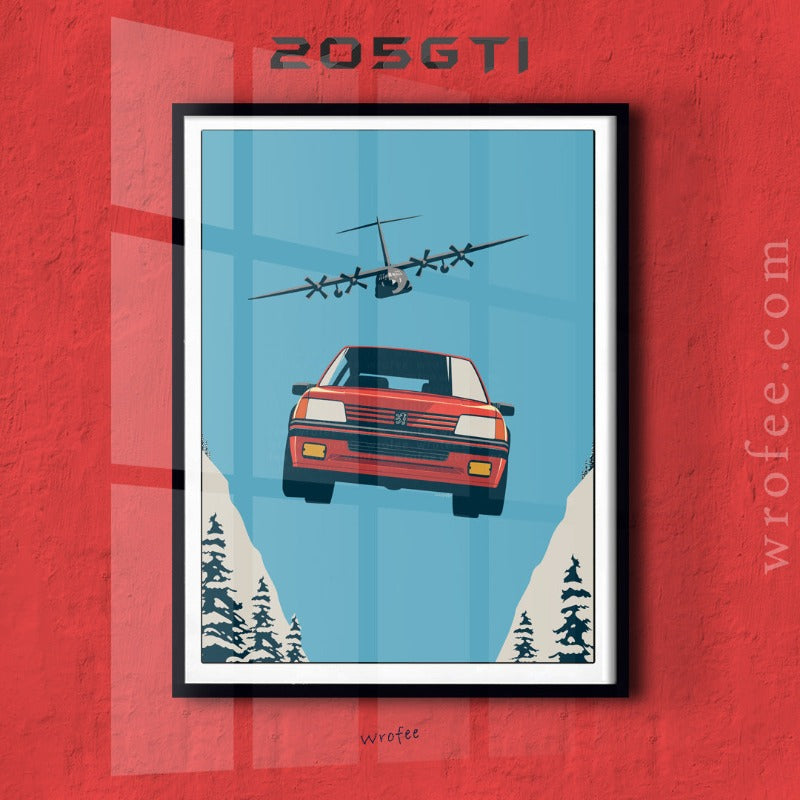 peugeot 205 GTI vintage car poster retro art print canvas man cave idea gift for him father enthusiast