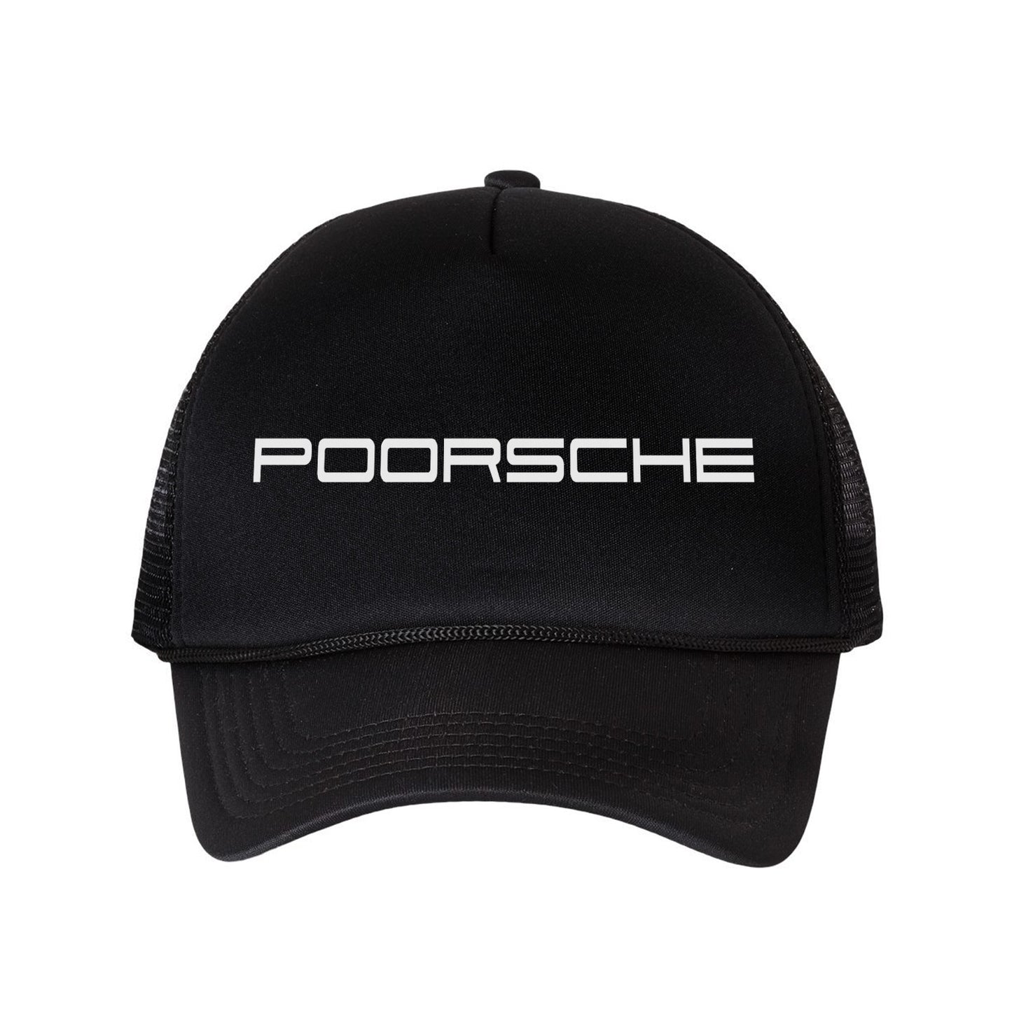 Poorsche Funny Car Humor Trucker Hat - Racing Enthusiast Graphic Snapback