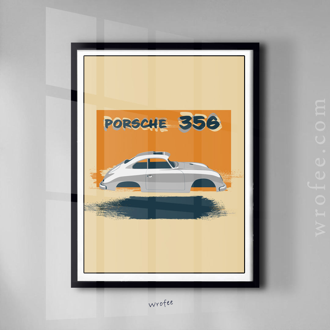 Classic Car 356 Handcrafted Wall Art Poster