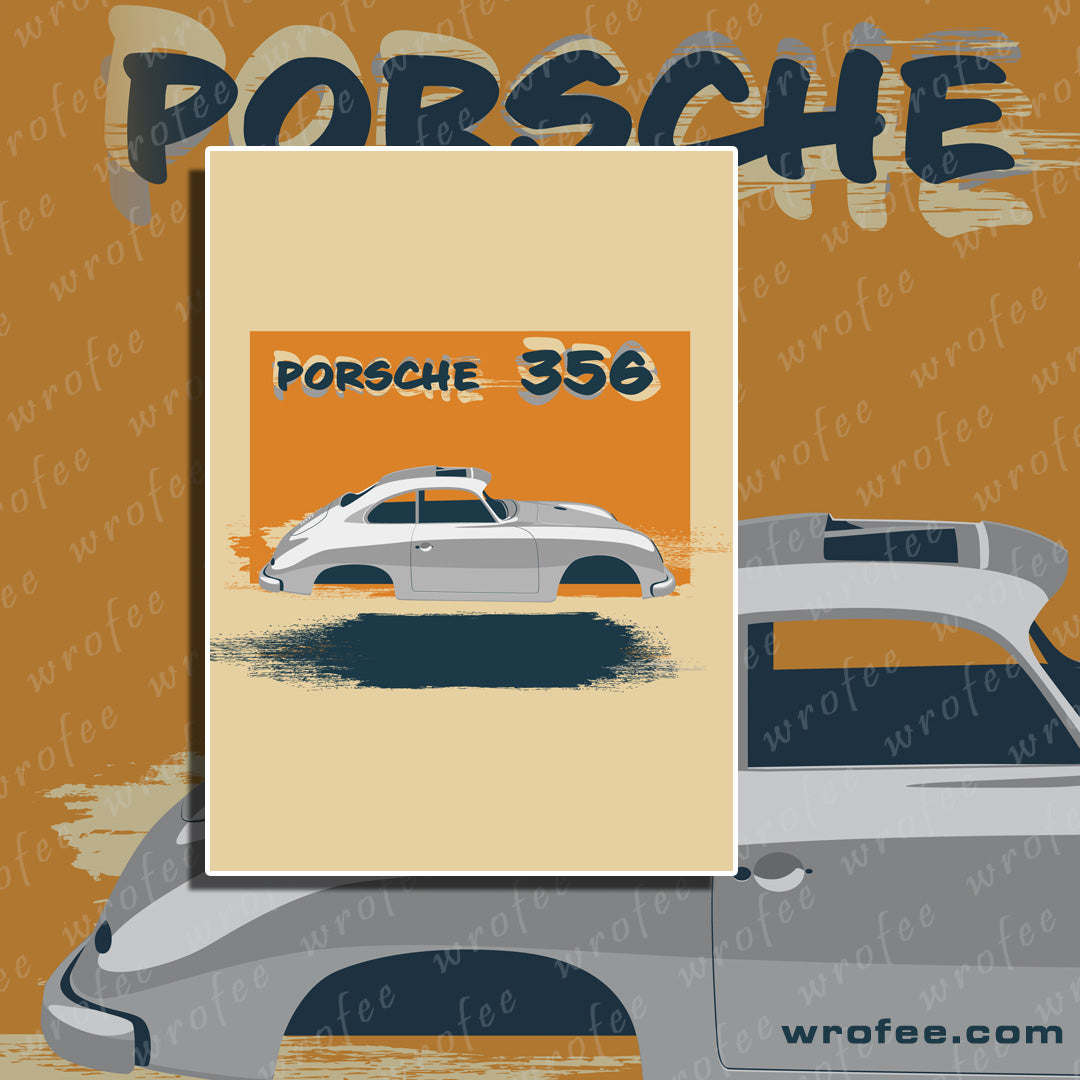 Classic Car 356 Handcrafted Wall Art Poster