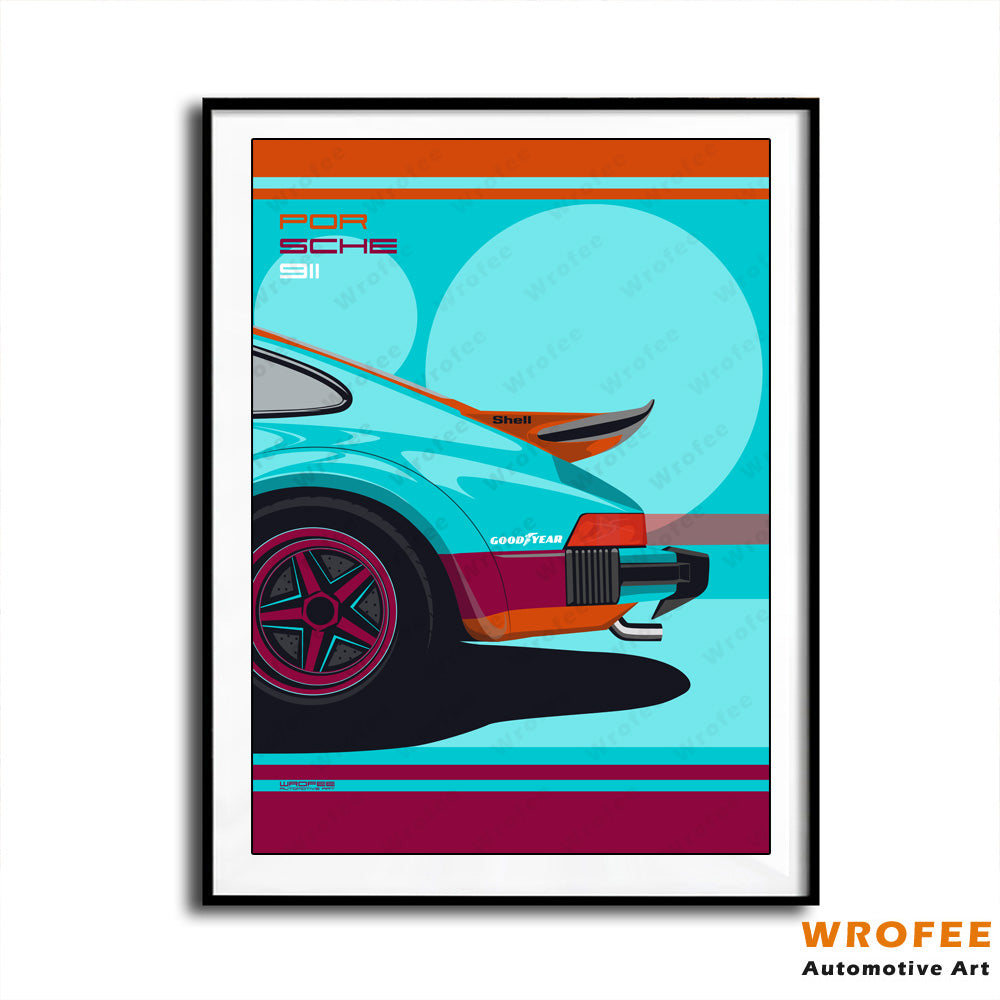 Vintage Car Porsche 911 Gulf Wall Art Print Poster Decor