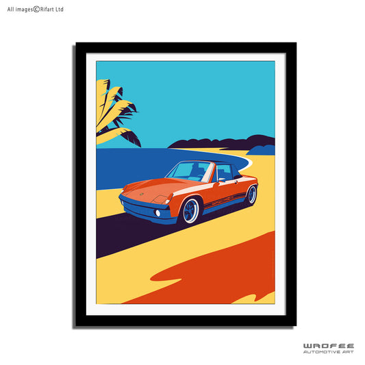 porsche 914 carrera vintage car office auto illustration bedroom man cave garage wall art decor poster print gift for men father him enthusiast canvas