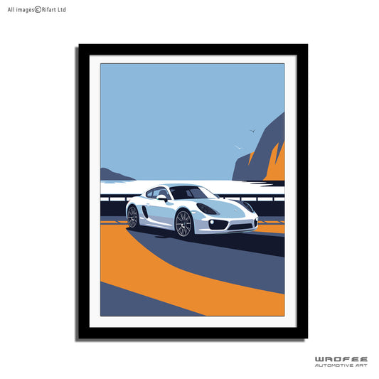 porsche 718 cayman car poster office garage wall art decor print canvas