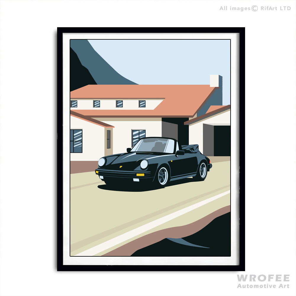 Porsche 930 Turbo Cabrio Vintage Retro Car Wall Art Decor Print Poster