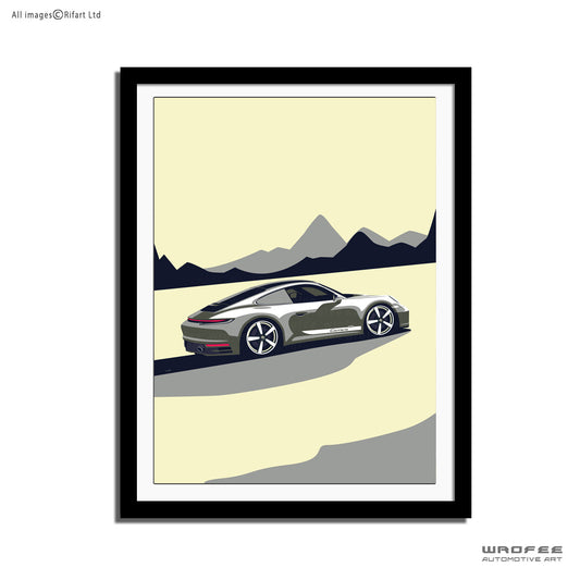 porsche 911 991 Carrera S office Car auto illustration  bedroom man cave garage wall art decor poster print gift for men father him enthusiast canvas