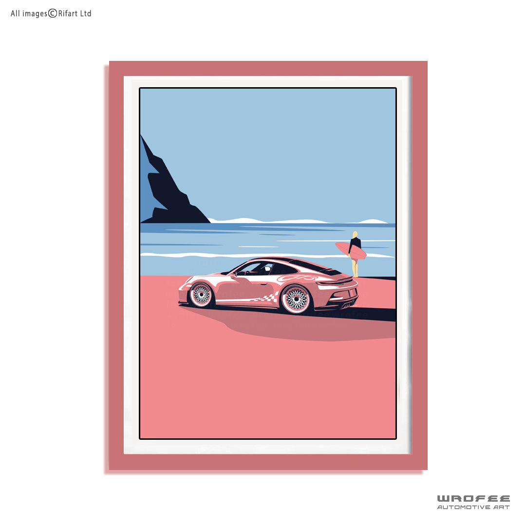 porsche 911 992 GT3 office Car auto illustration  bedroom man cave garage wall art decor poster print gift for men father him enthusiast canvas