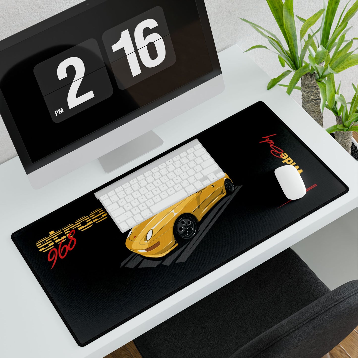 968 Widebody Speed Yellow Desk Mat