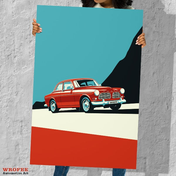 Volvo Amazon Vintage Classic Car Poster Wall Art print illustration