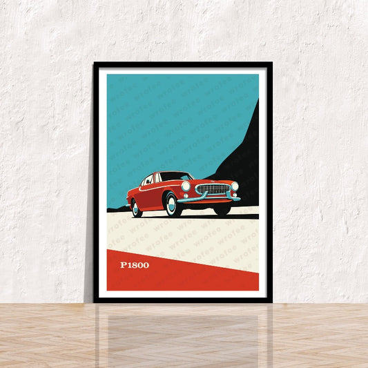 Volvo P1800 Vintage Car Poster