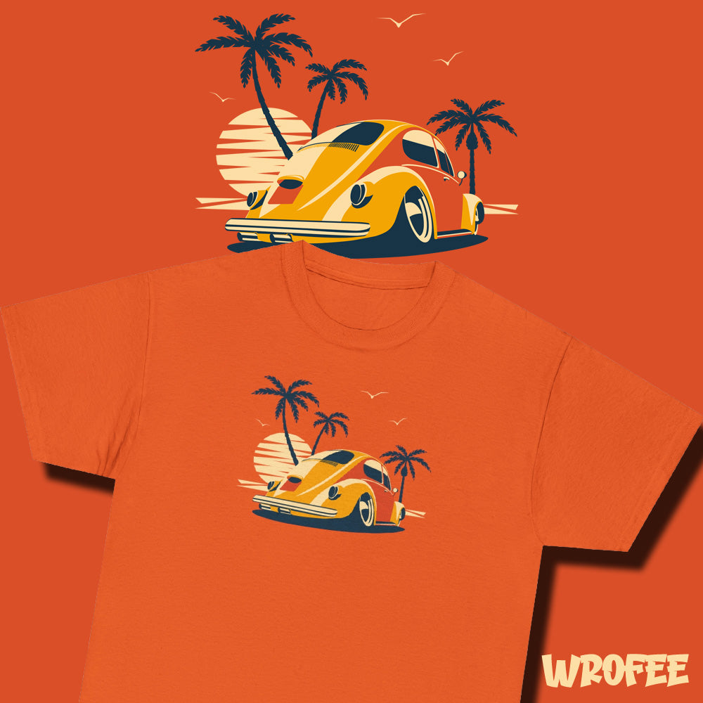 Vintage car vw beetle on the beach tshirt