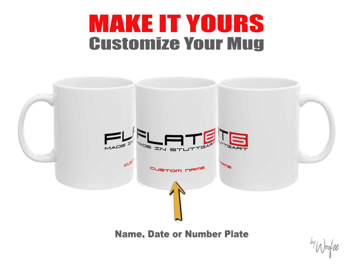 White custom 911 flat six mug