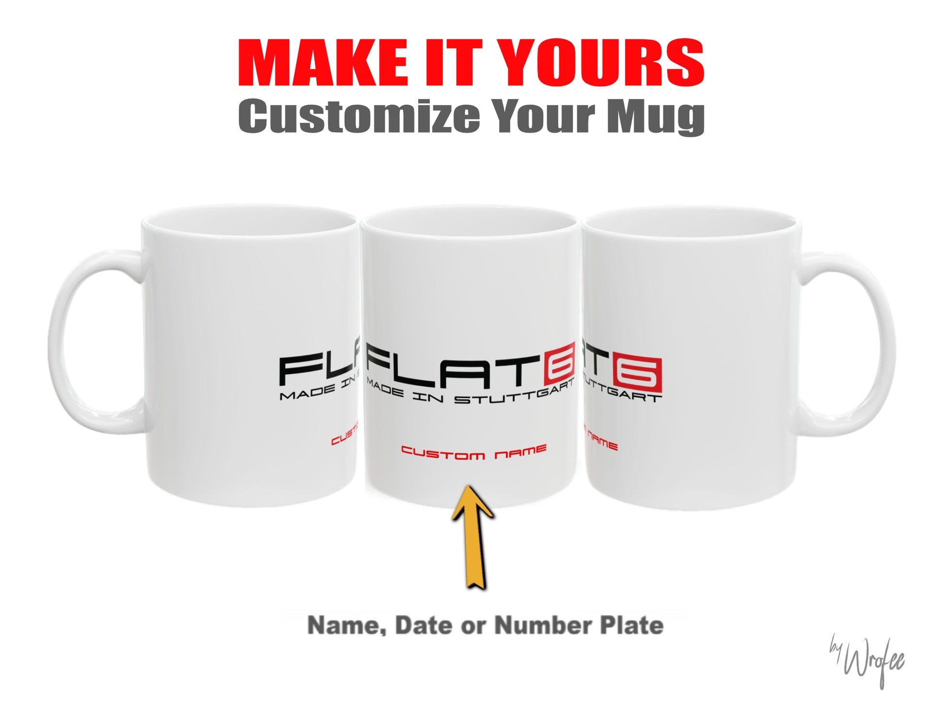White custom 911 flat six mug
