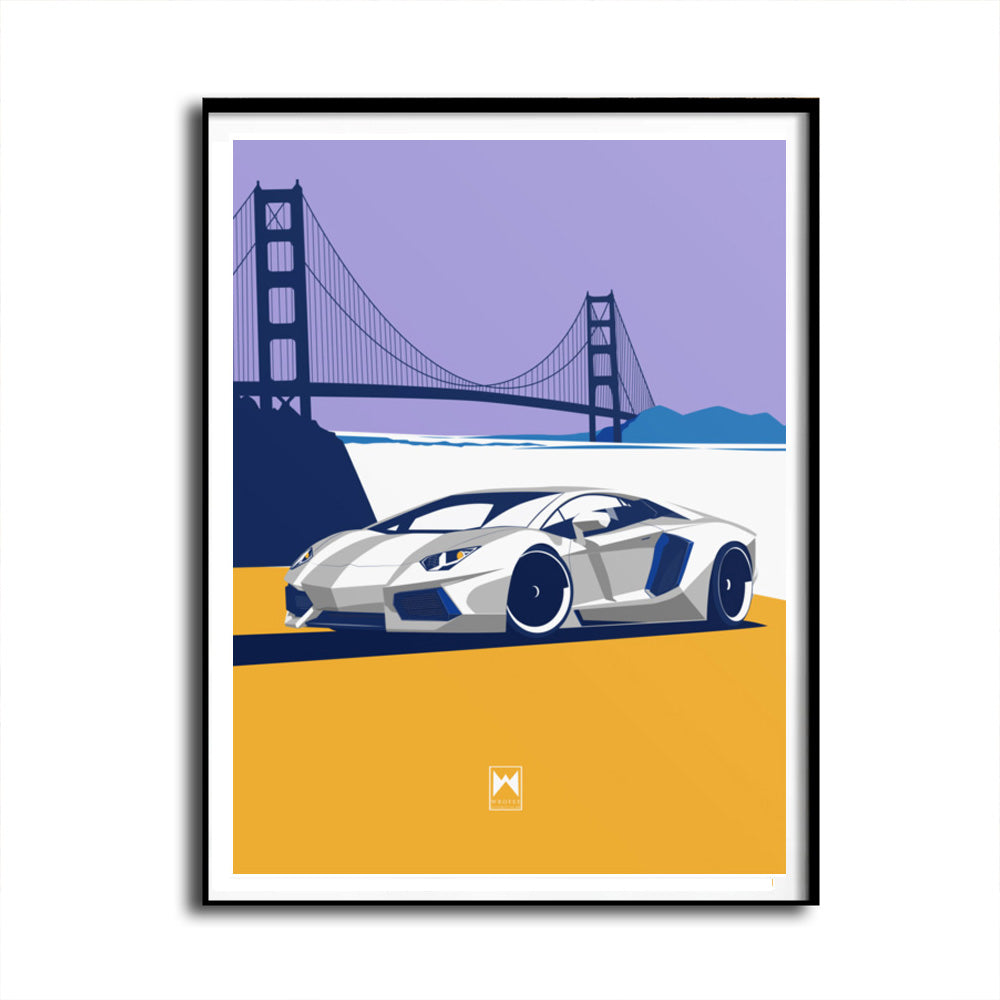 Aventador & Golden Gate Art Print