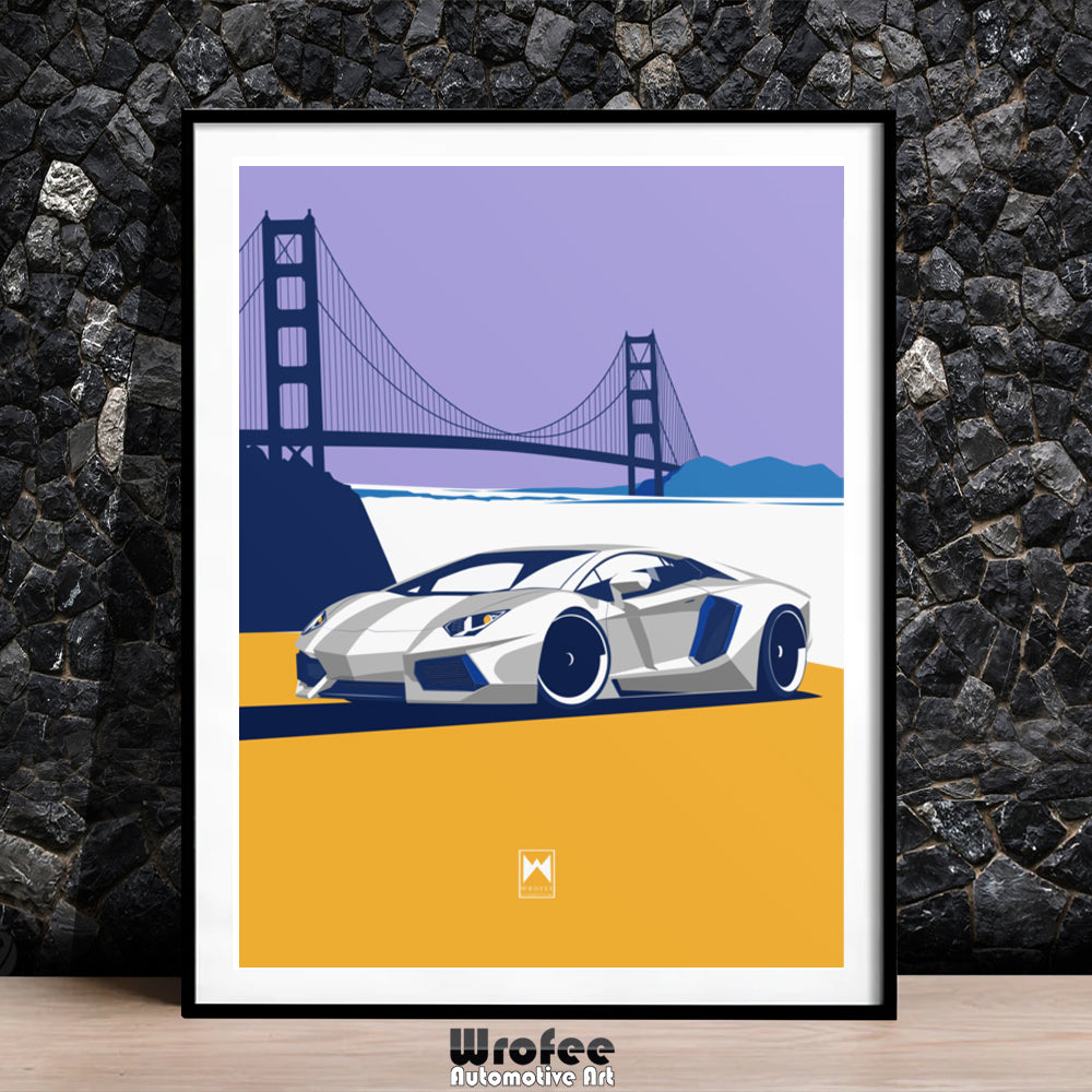 Aventador & Golden Gate Art Print