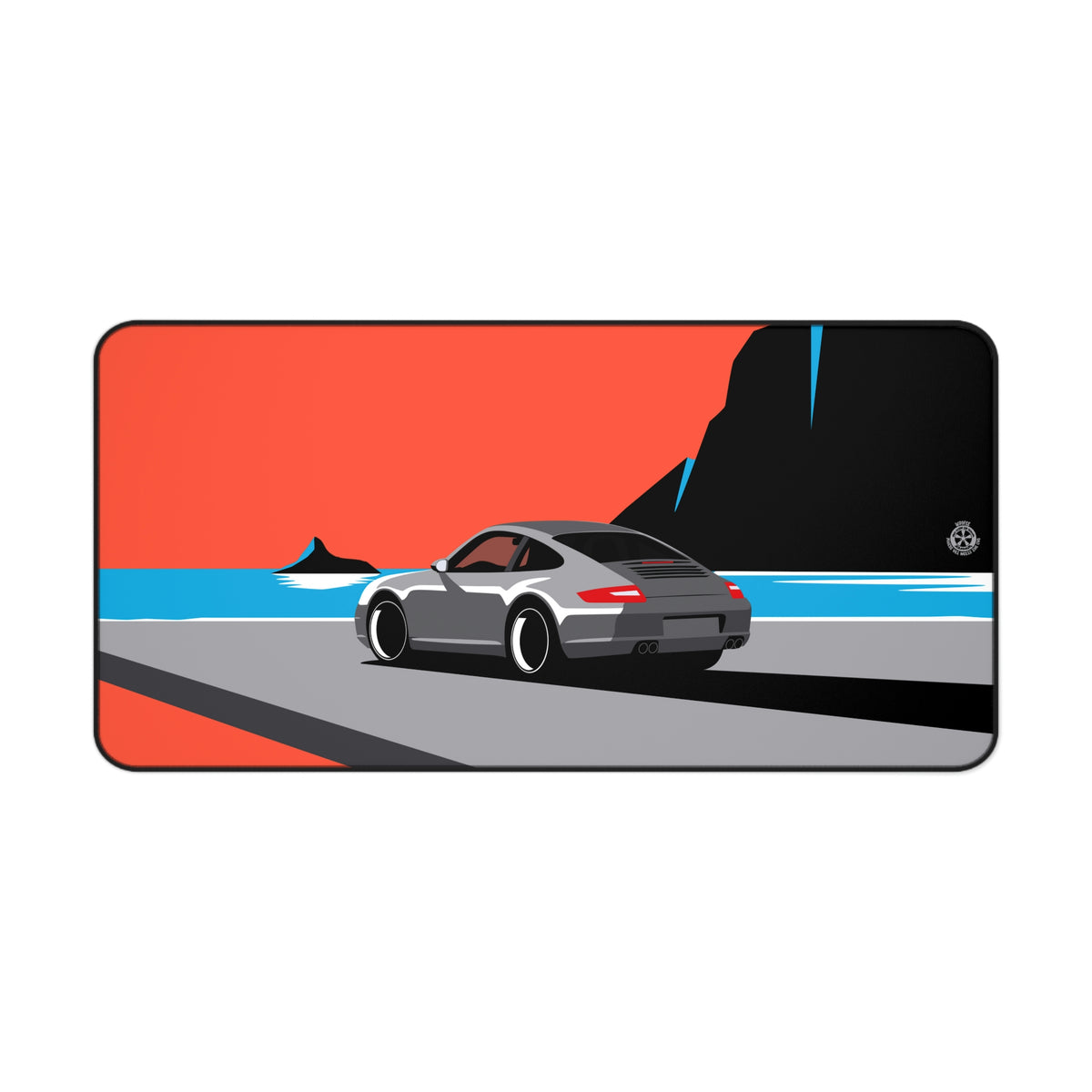 Porsche 911 illustration printed large desk mat