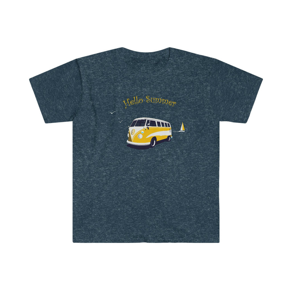 Vintage Surf Bus Hello Summer Unisex Softstyle T-Shirt