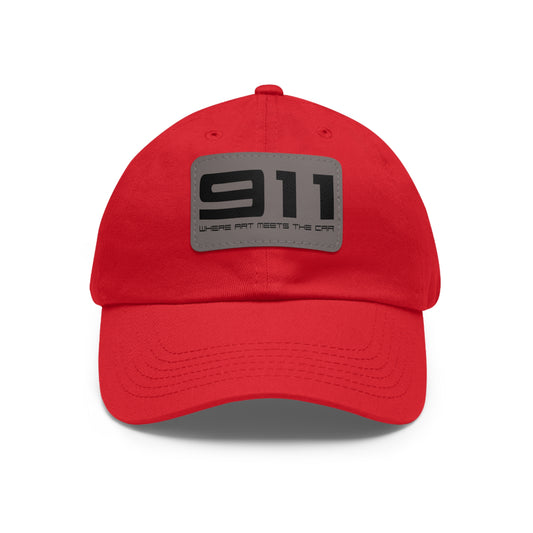 911 Dad Hat with Leather Patch (Rectangle)