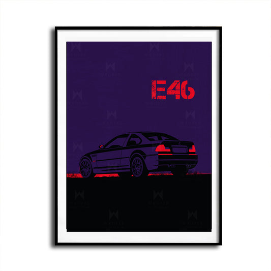 BMW E46 M3 Vintage Car Wall Art Poster