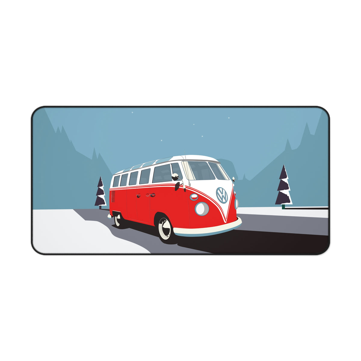 Christmas Bus large desk mat
