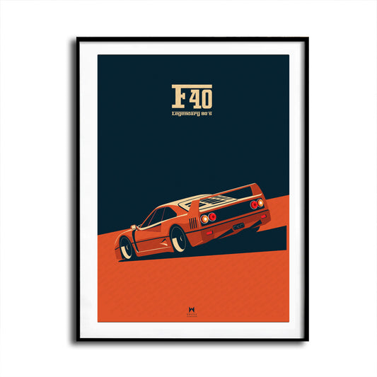 F40 Vintage Car Poster