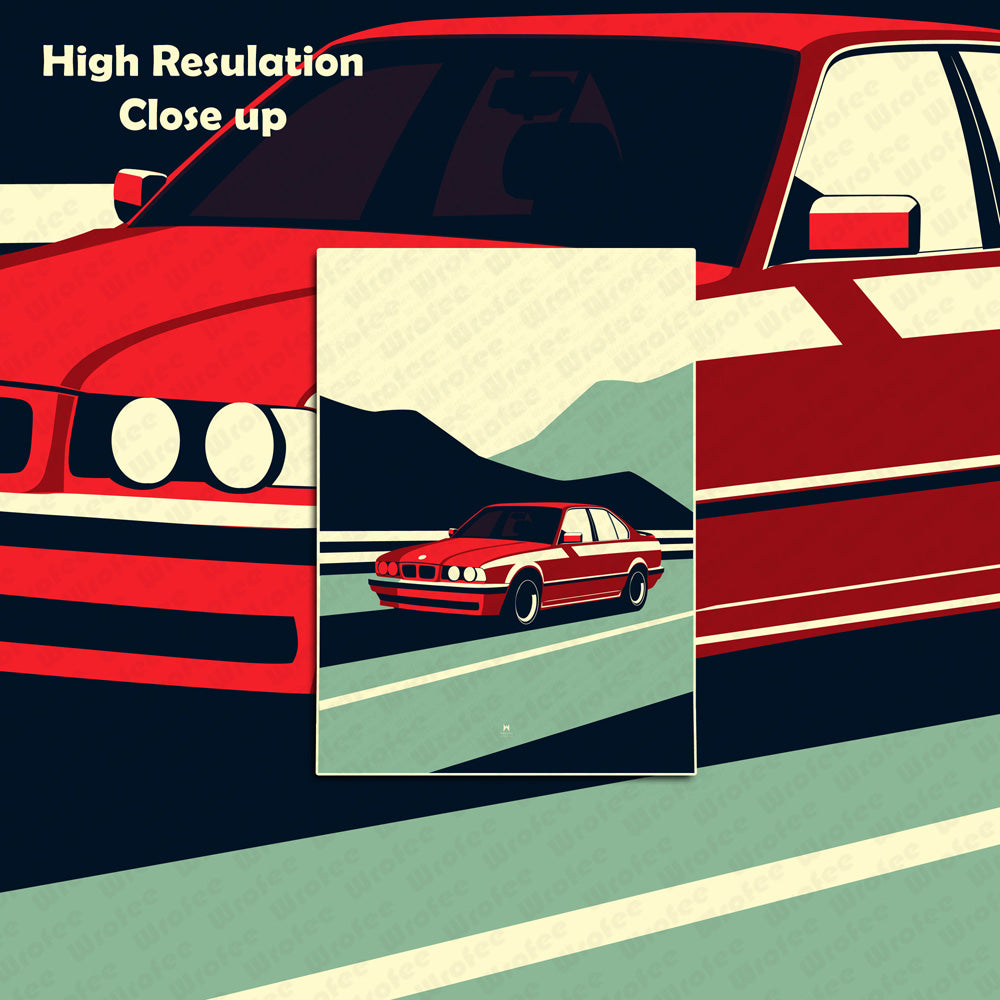 Retro E34 M5 Print