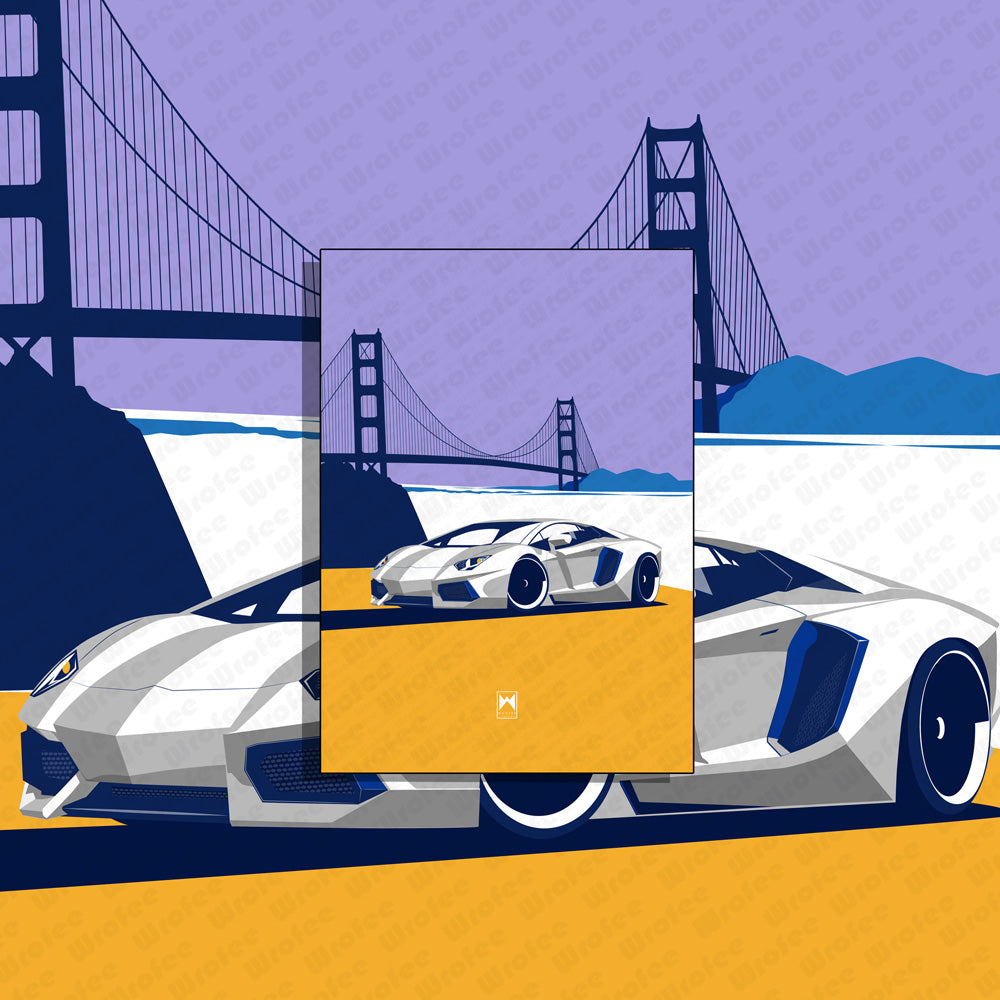 Aventador & Golden Gate Art Print