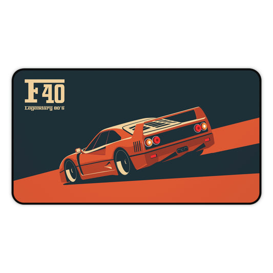 Vintage Sports Car F40 Large Mouse Pad 16"×32"(US) 90cm x 45cm (EU)