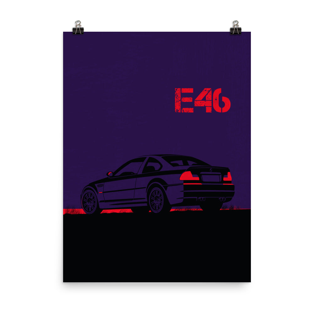 BMW E46 M3 Vintage Car Wall Art Poster