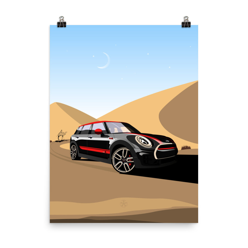 Mini Clubman in desert Wall Art Print