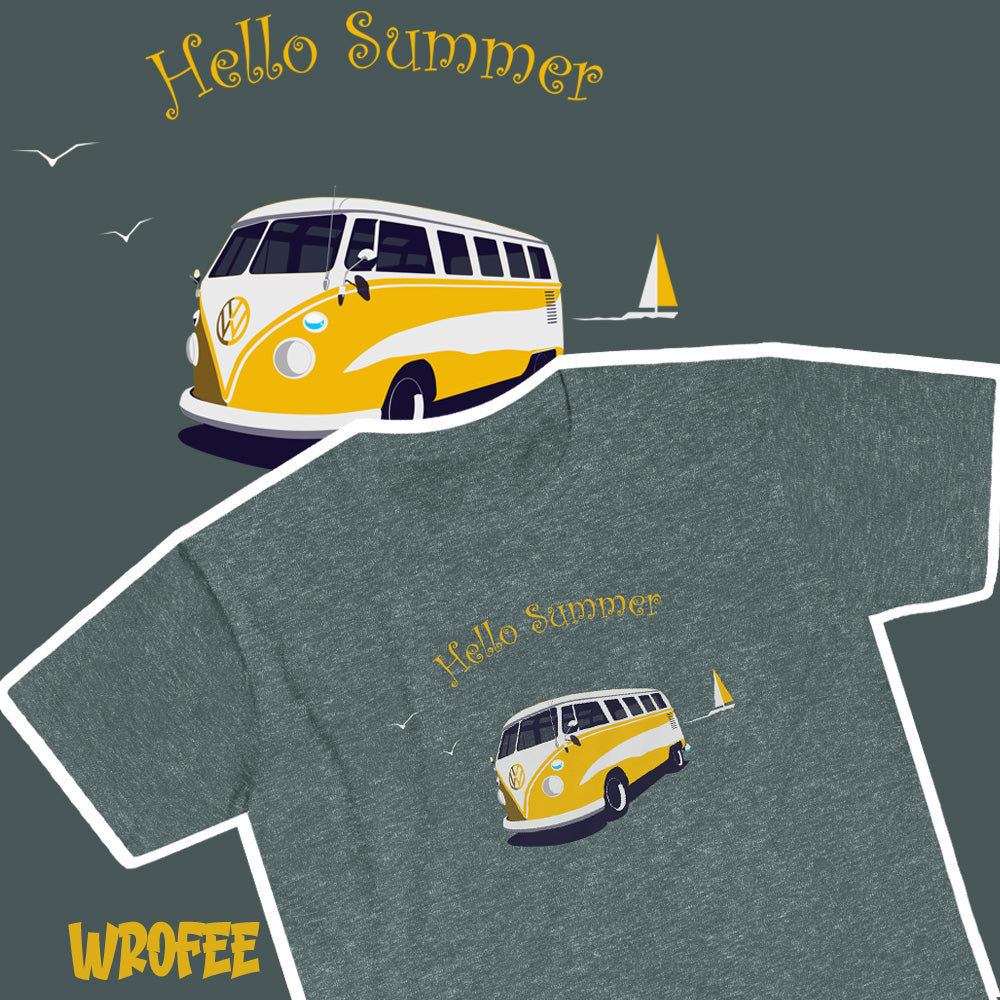 Vintage Surf Bus Hello Summer Unisex Softstyle T-Shirt