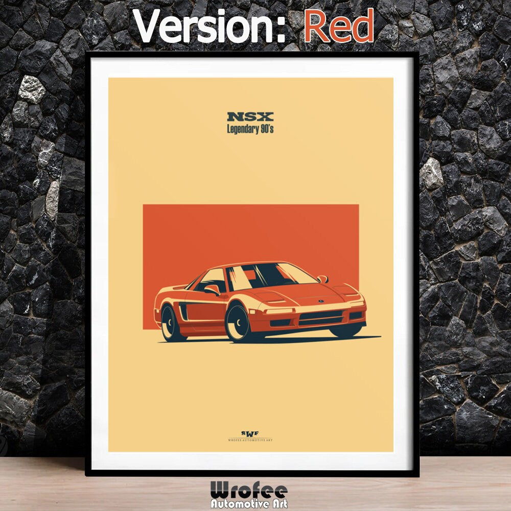 NSX Poster, Honda Poster, Acura Poster, Car Wall Art, Car Wall Decor, Car Guy Gift Exclusive Handmade Minimalist Car Art by Wrofee