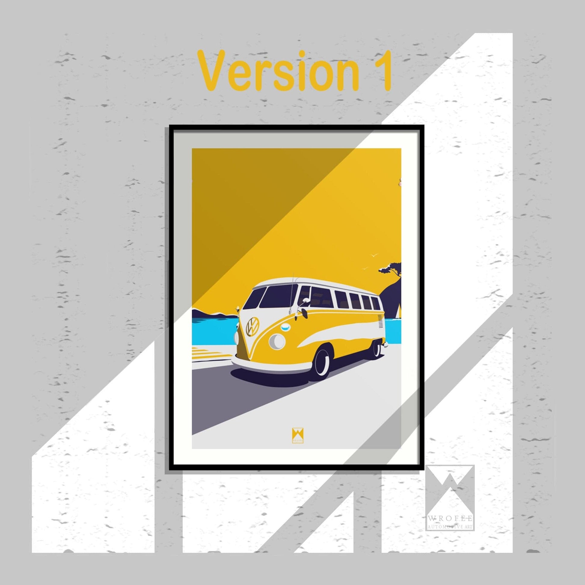 Yellow VW Bus Poster