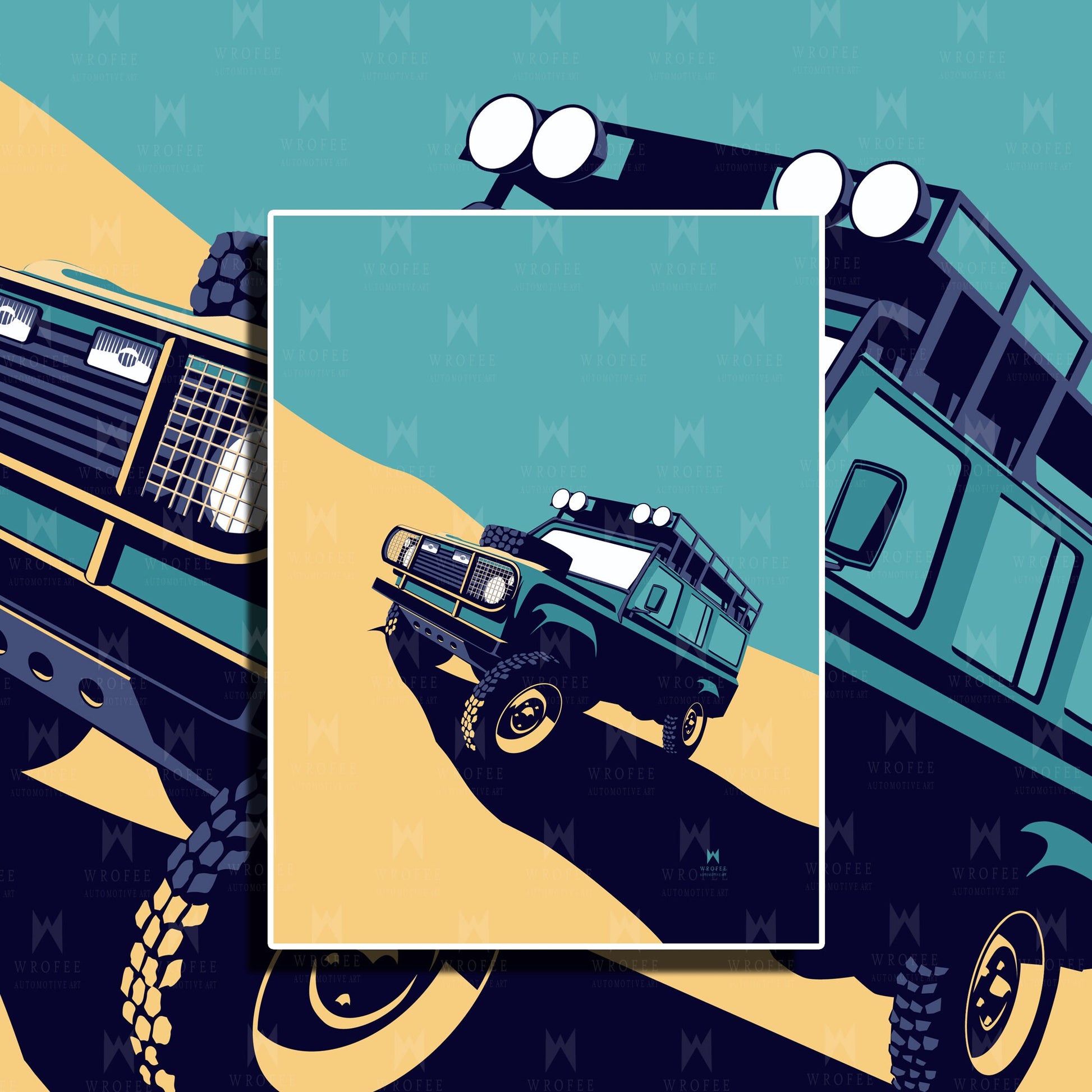 Offroad Land Rover Defender 110 Camel Tophy Poster